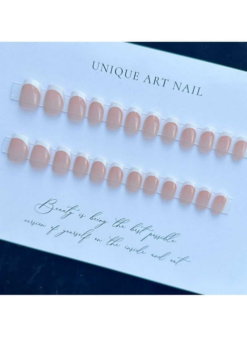 24-Piece French Gradient Wearable Nails Short Style Versatile Removable No Damage to Nails Finished Nails Suitable for Girls - Image 3